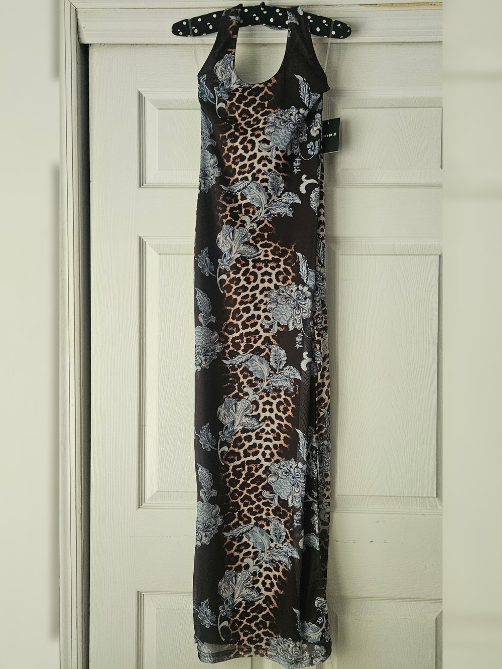 Forever 21 Black and Brown Leopard Print Floral Maxi Dress